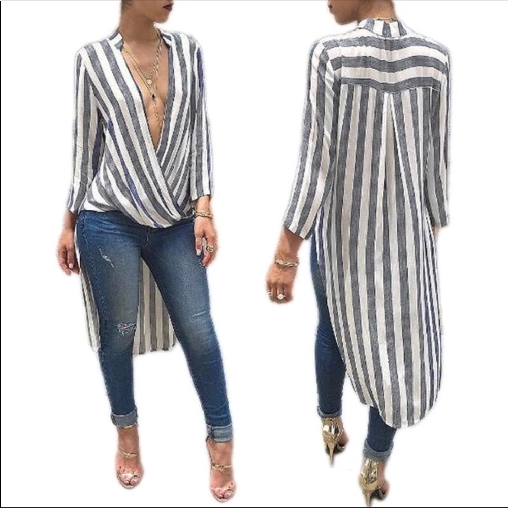 Creme De La Creme Cici Statement Style Striped Shirt Dress•L-XL